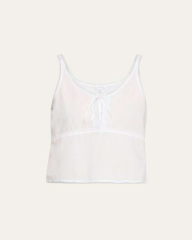 Lulu Striped Lace-Trim Crop Tank